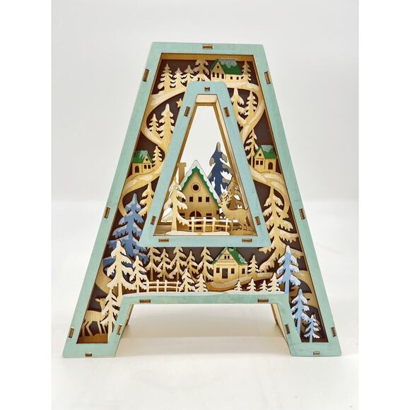 Anthropologie Monogram Wonderland Light-Up Scene Letter “ A” Holiday Christmas - Picture 2 of 4
